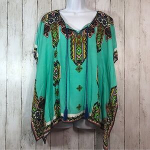 PeachPuff Bohemian Kaftan Boxy Top Small